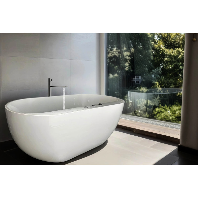 67" And Air Bath Combination Tub, Adjustable Speed, 6 Body Massage Jets, 8 Bubbles, White 100% Acrylic Tub Reinforced With Resin Fiberglass Ac - 199B Model, Speed Control Switch, Bubble &