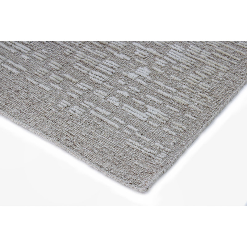 Hand Knotted Wool Abstract Area Rug in Cream, Rectangle 8' x 10'