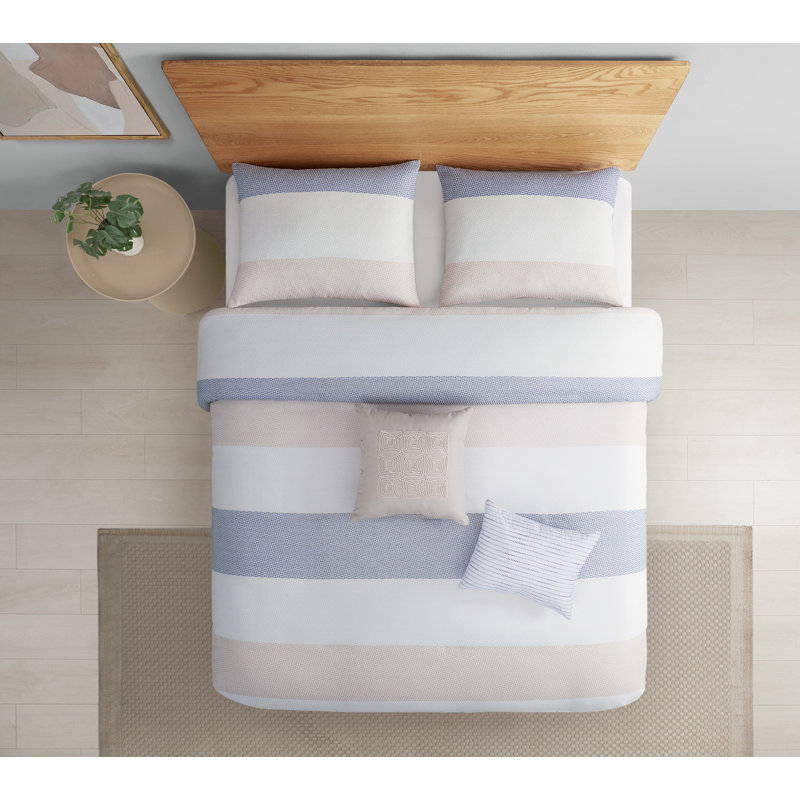 Atticus 5 Piece Comforter Set, Queen Comforter + 2 Shams + 2 Throw Pillows