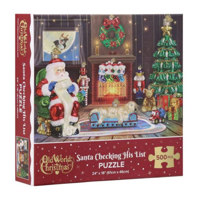 Old World Christmas Holiday Puzzle, Santa Checking His List, 24 x 18