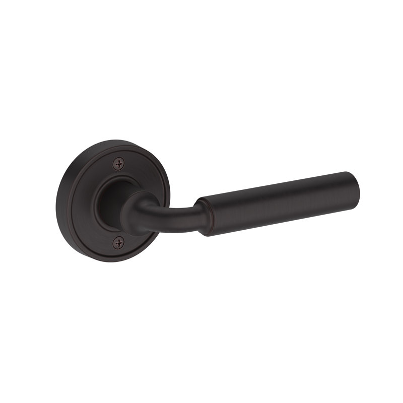 La Conner Passage Lever with Recessed Round Rose in Polished Chrome, Venetian Bronze