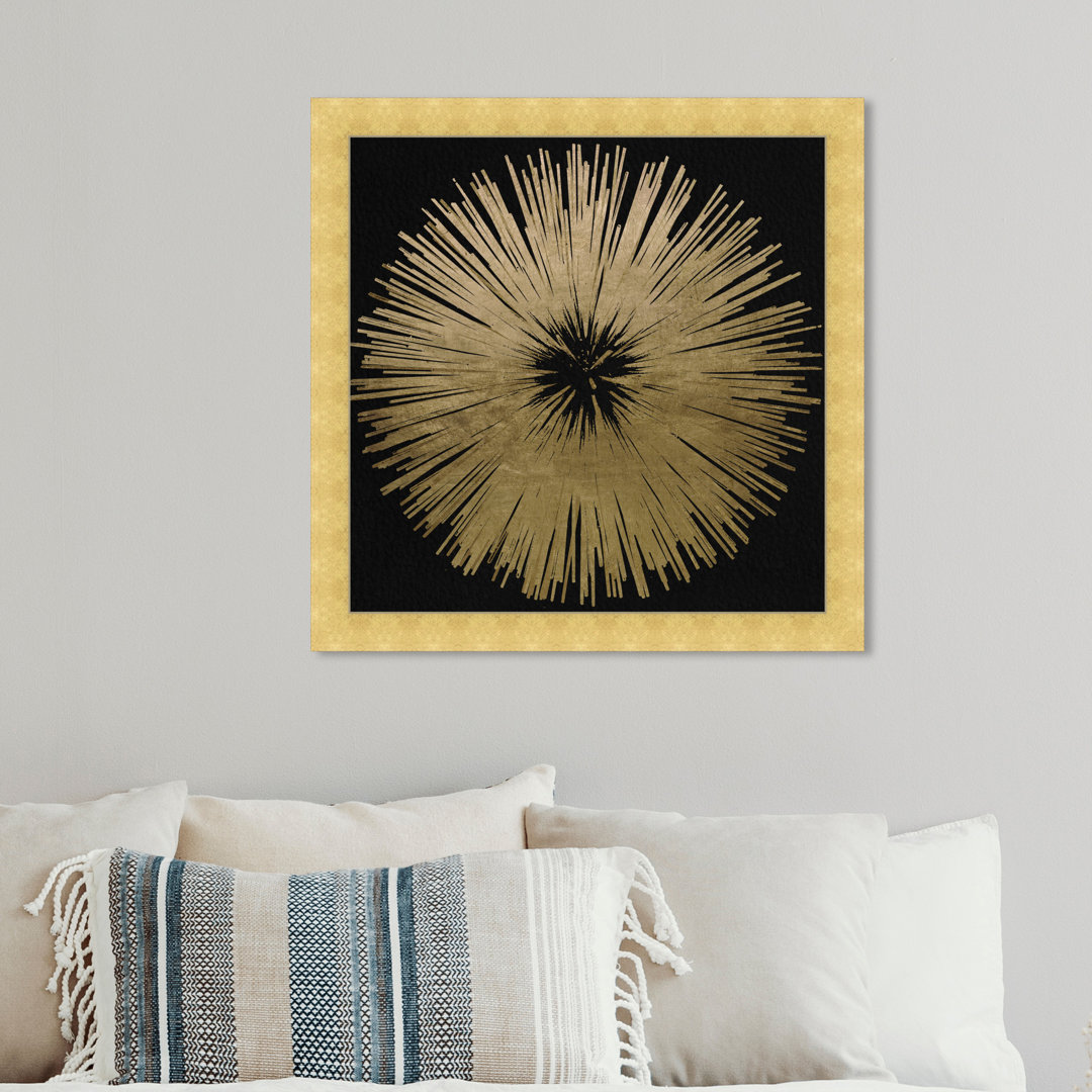 Black And Gold Abstract " Sunburst Golden Night " by Oliver Gal Oliver Gal Prints