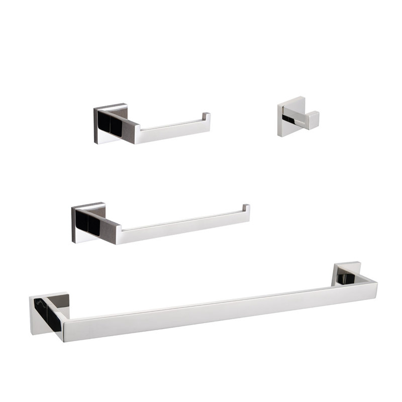Ensemble de quincaillerie de salle de bain 4 pièces, Chrome chrome
