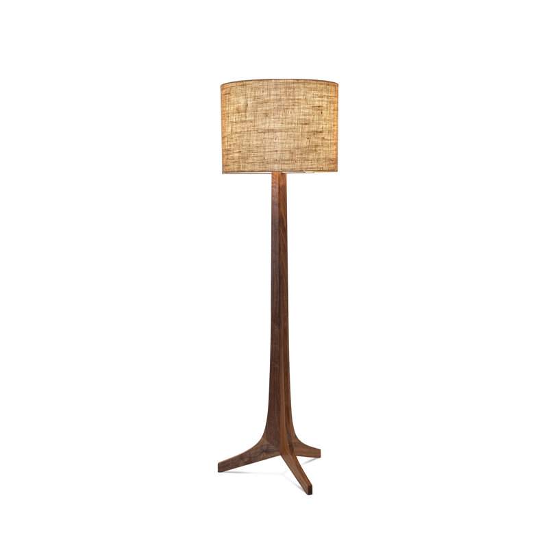 Lampe sur pied 59 po Nauta, Toile de jute, Noyer / laiton brossé