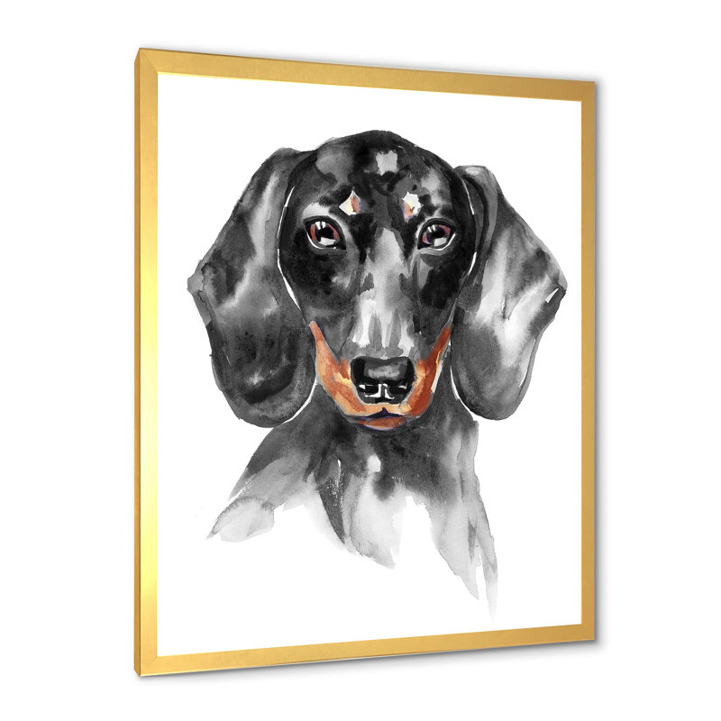 Sweepy The Dachshund I - on, H 20 po x l 12 po x P 1 po, Impression dorée sur toile encadrée