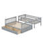 Lit superposé convertible en bois avec tiroirs, cadre de lit simple sur lit détachable avec rangement et échelles-1781979916