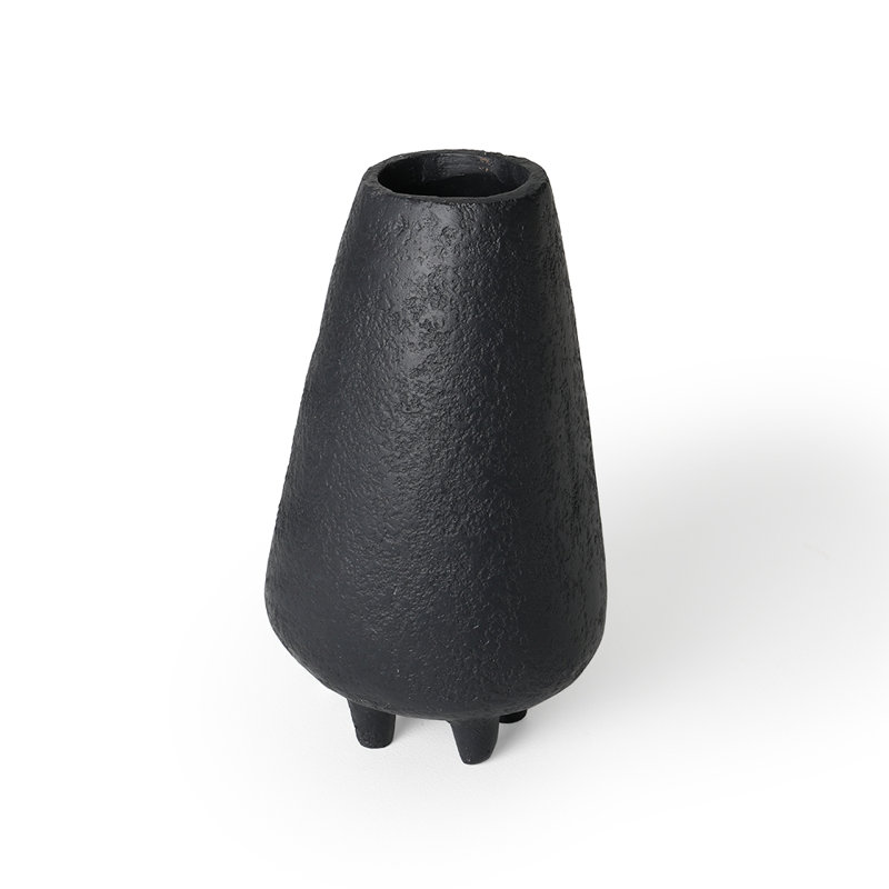 Black Matte Ceramic Table Vase with Four Legs