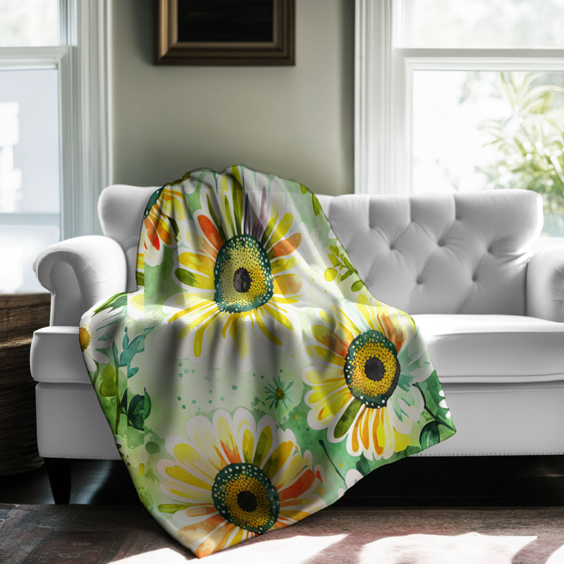 Whimsical Daisy Dreams - 1 Piece Premium Sherpa Blanket, Grand lit