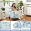 Chaise d'appoint florale avec pieds en bois massif et coussins épais à dossier haut bleu-1040491532