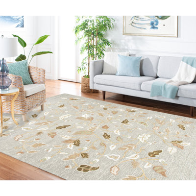 Tapis gris en laine et viscose touffeté à la main Autumn Martha Stewart