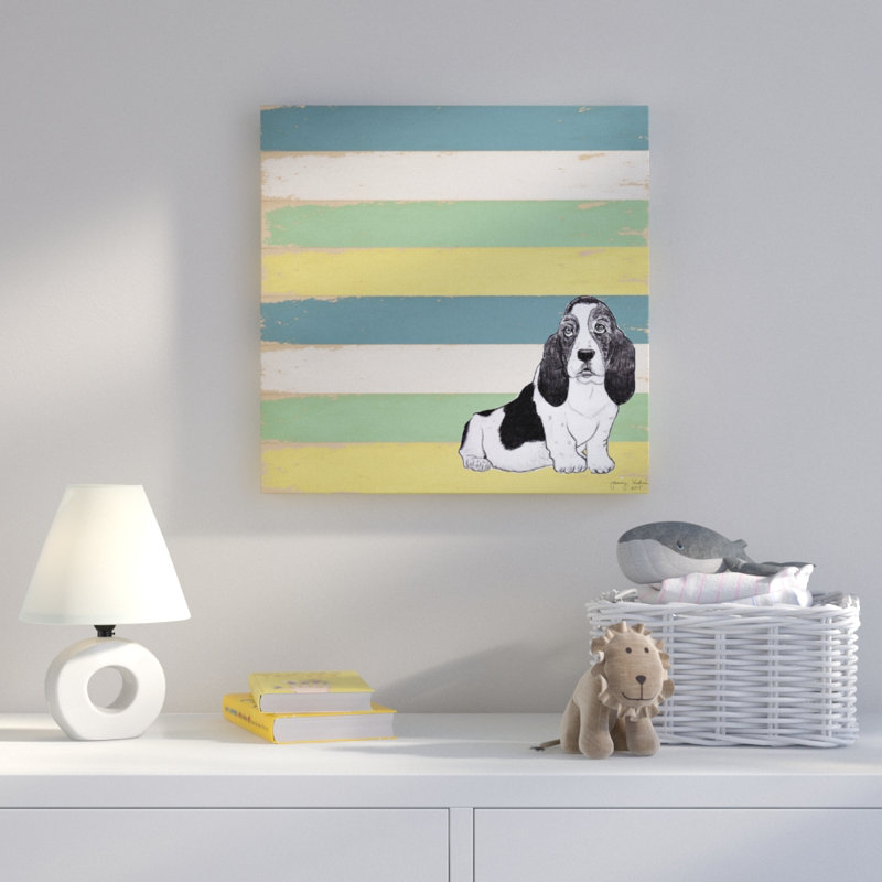 « basset hound ii », art sur toile, H 14 po x l 14 po