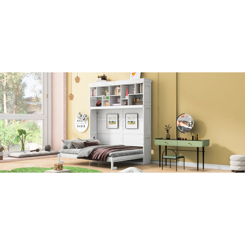 Grand lit en blanc avec tablettes supérieures et - Économie d'espace pour les gymnases Matelas confortable sans tablettes