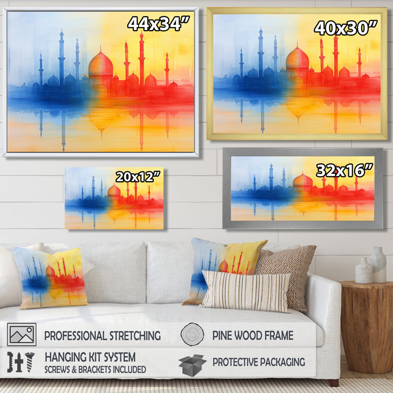 Mosquées au lever du soleil, impression d'art paysage I, H 12 po x l 20 po, Toile tendue, Ne s’applique pas