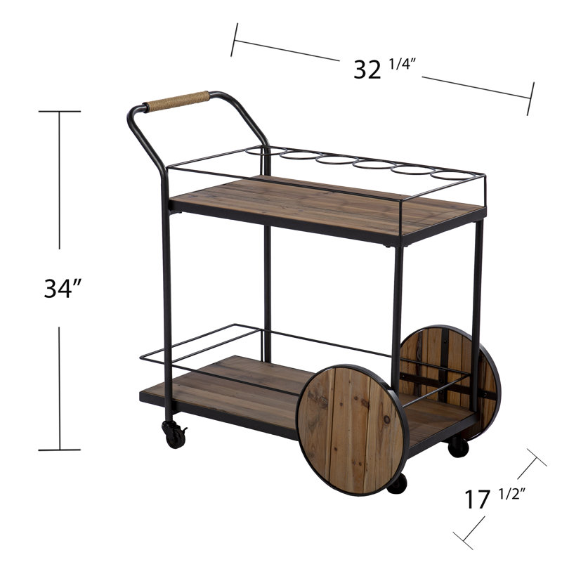 Chariot-bar en bois récupéré