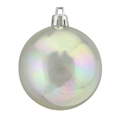 32ct. 3.5 Clear Iridescent Shatterproof Shiny Christmas Ball