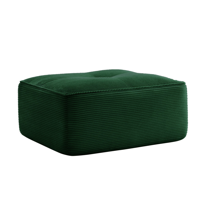 Corduroy Ottoman For Living Room – Footrest, Spare Seat & Decorative Accent, Green