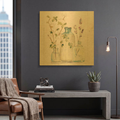'Blossoms on Birch V' By Cheri Blum Gold Metal Wall Art, 36" x 36"