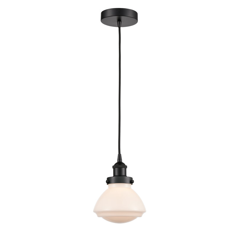 Caille 1 - Light Single Pendant, White, Matte Black