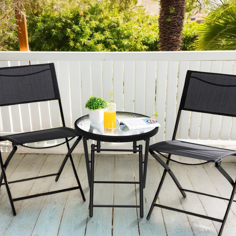 18In. Metal Round Patio Folding Side Table