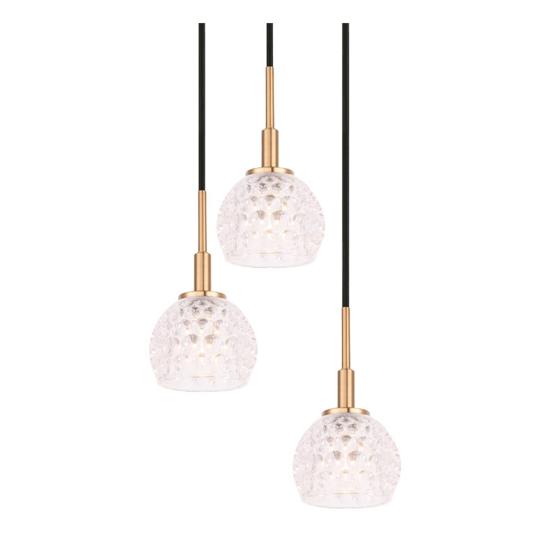 Luminaire dôme grappe 3 lumières Herr, Mercure, Halogène, Laiton / Bronze
