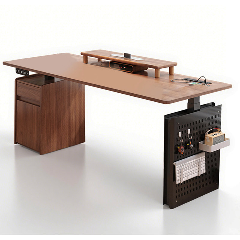 Solid Wood Electric Height Adjustable Standing Desk, 31.89" H x 55.12" W x 23.62" D