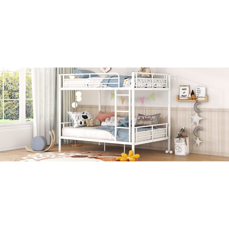 Lit double superposé au-dessus de fer, blanc - conception accrocheuse, support solide, lit facile à installer dans un espace compact et élégant, adapté aux familles en pleine croissance