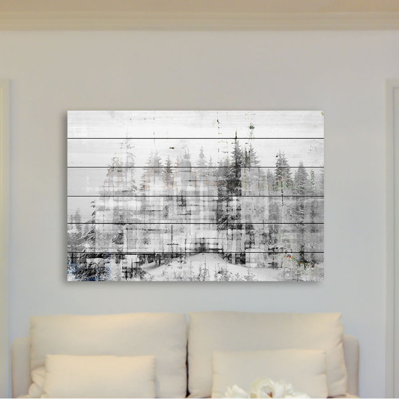 « pin tree », impression sur bois, 30 po x 45 po