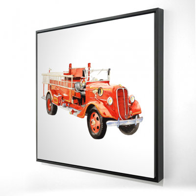 Camion de pompier rétro, reproduction sur toile