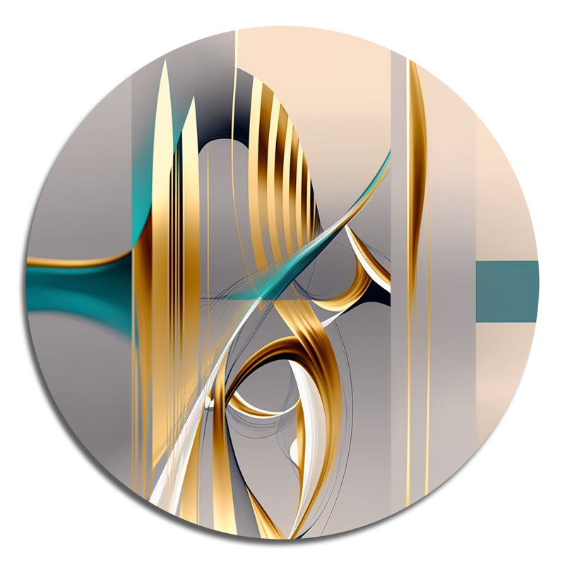 Jannie - Art abstrait rond en métal, H 16 po x l 16 po