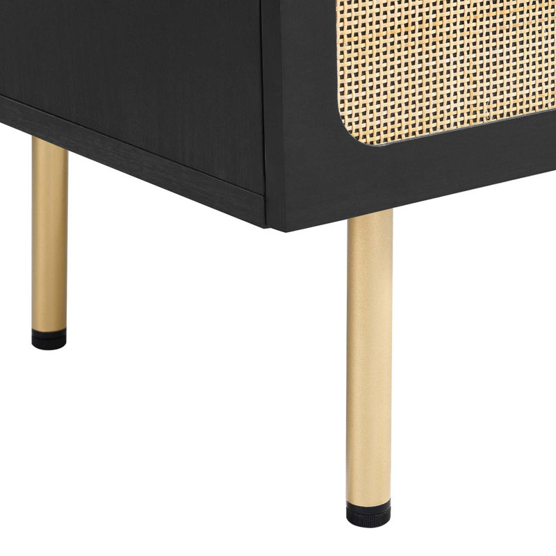 Chaucer Black Rattan Weave 69.5" Sideboard