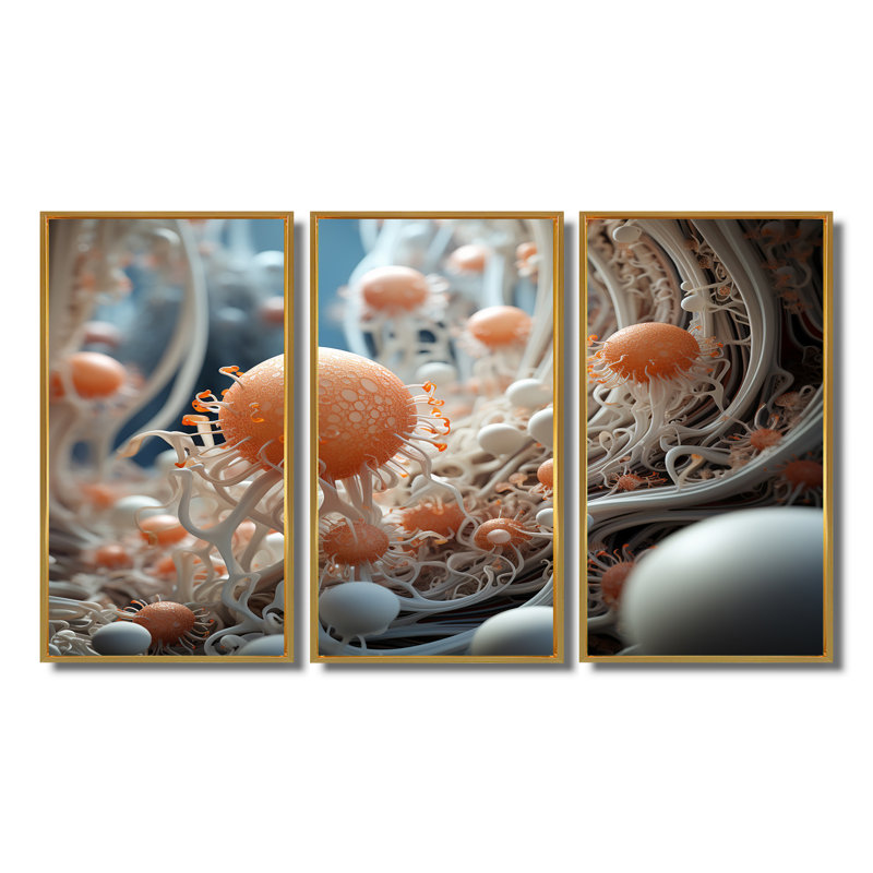Conola - Abstract Landscape Wall Art Set, Gold Floater Framed, 32" H x 48" W x 1" D