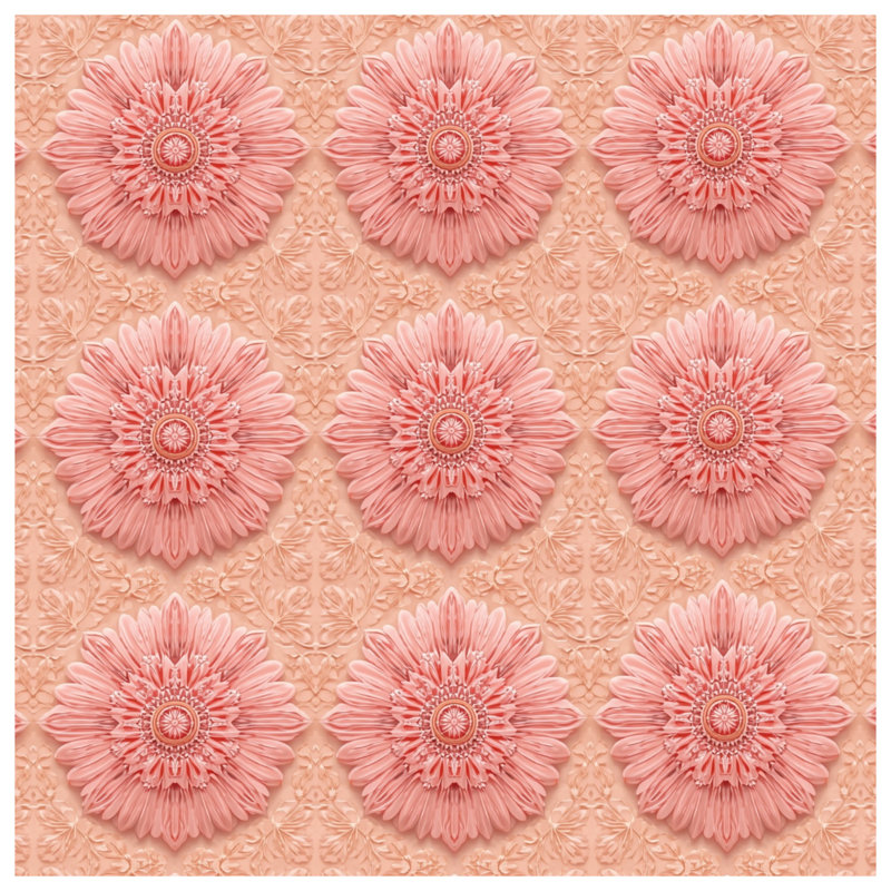 Tapisserie murale mandala floral rose, H 104 po x 88 avec 4 œillets