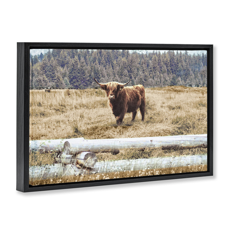Toile de campagne avec clôture par Gail Peck, H 21 po x l 31 po, Cadre flottant noir
