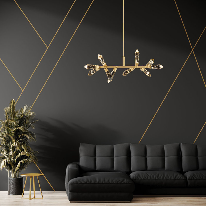 Luminaire suspendu en cristal 10 lumières Angelus, Noir brossé satiné