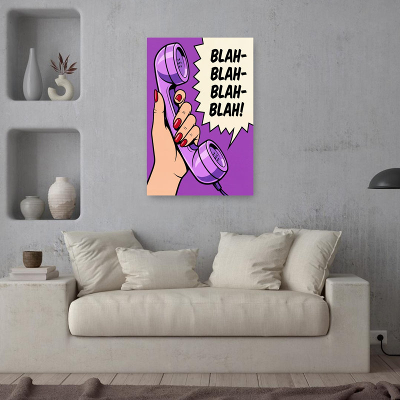 Blah Blah, téléphone rétro, impression d'art rétro violet, 36" H x 24" W