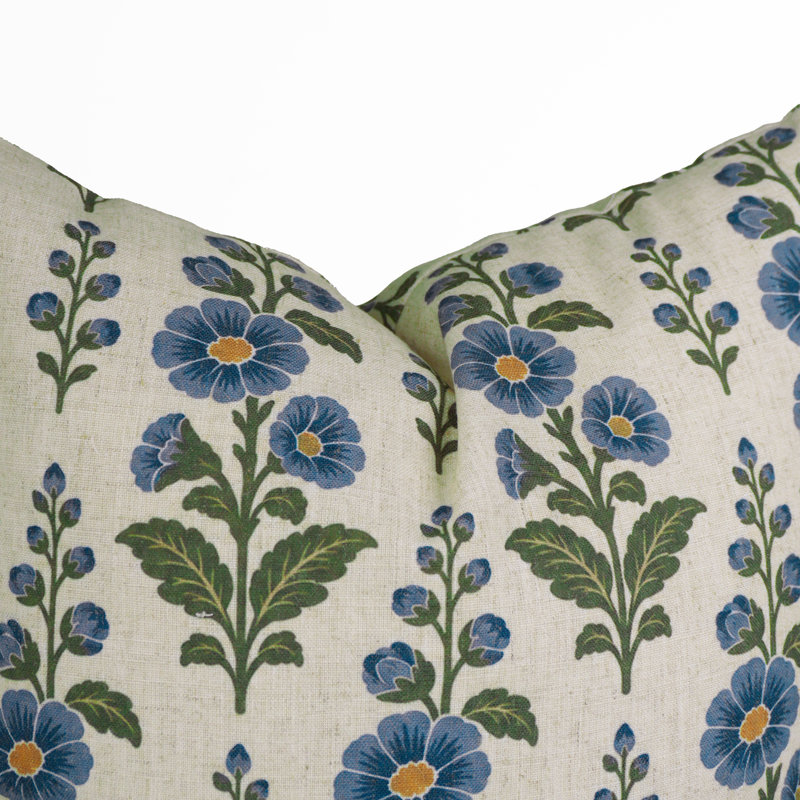 Housse de coussin en lin viscose bleue, 16 x 16