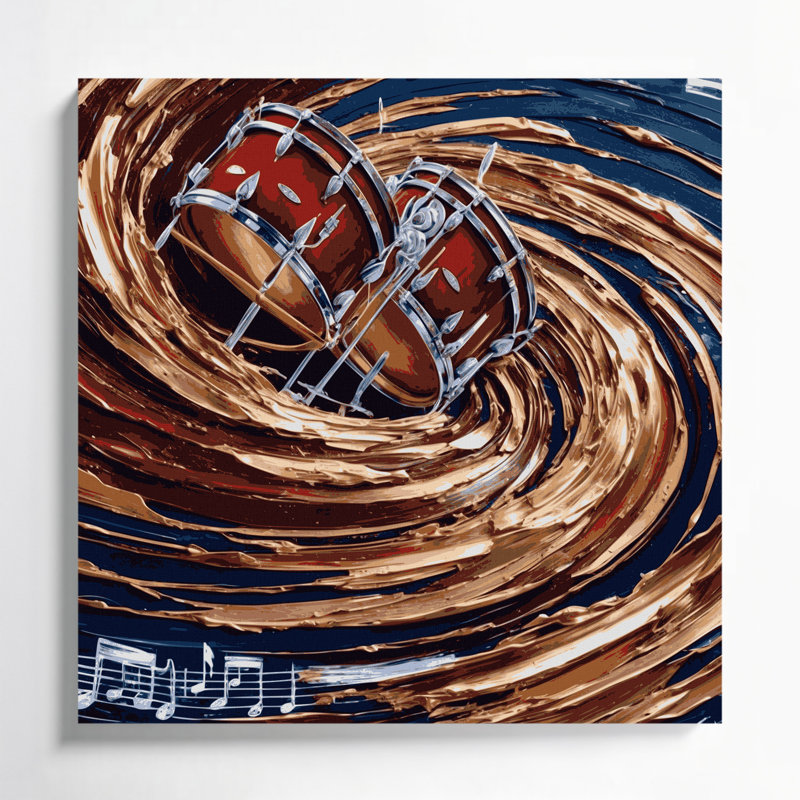 «Music Timpani», art mural sur toile mauve, H 16 po x l 16 po