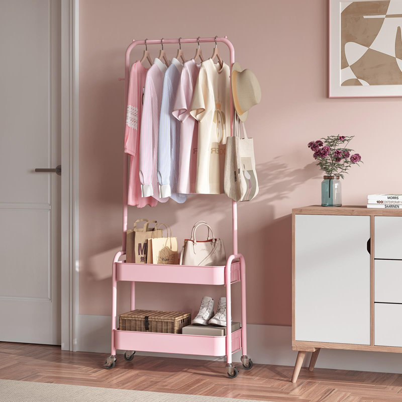 51cm Rolling Clothing Rack, Pink