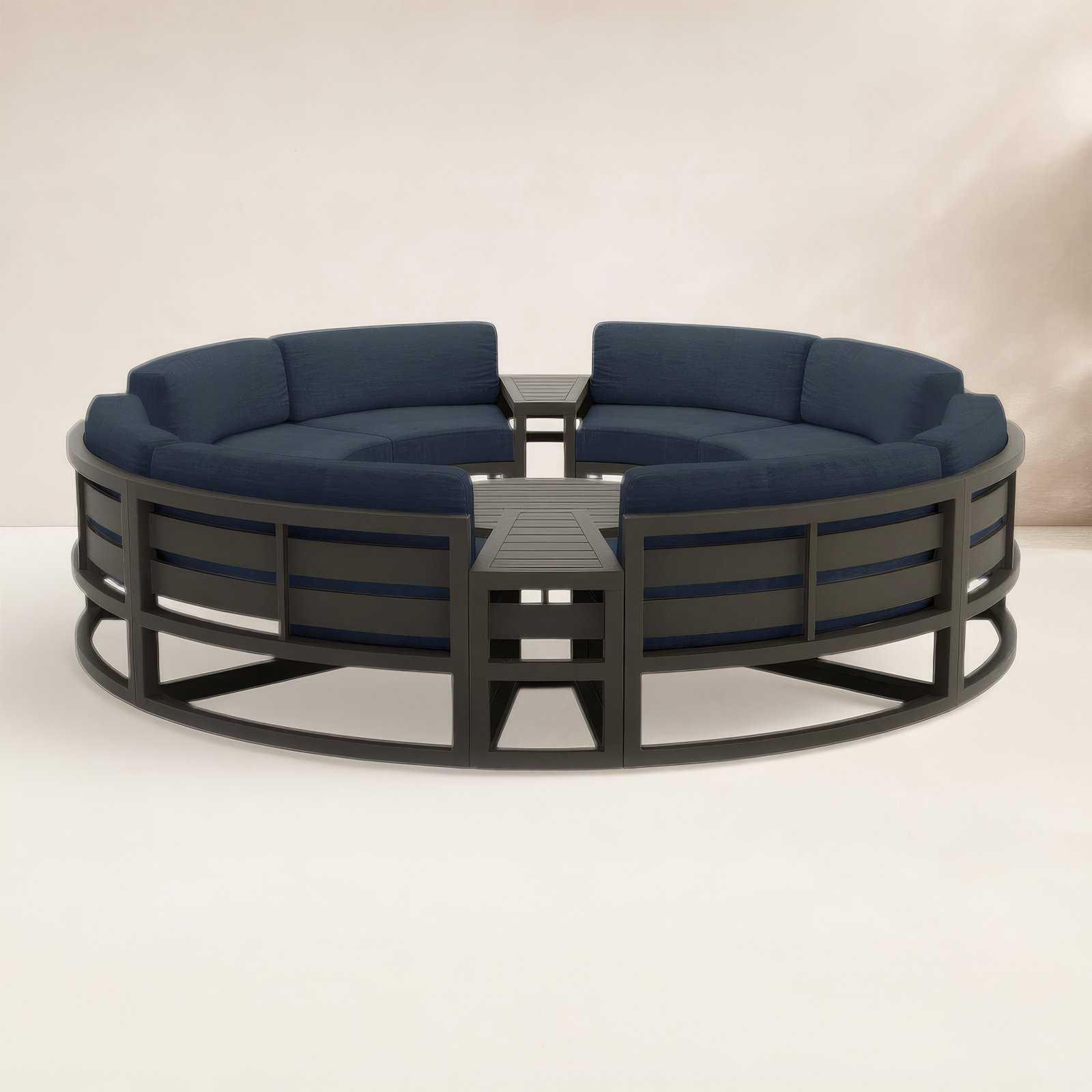 Bergeron 8 - Person Patio Conversation Set with Cushions, Spectrum Indigo Sunbrella®, Slate