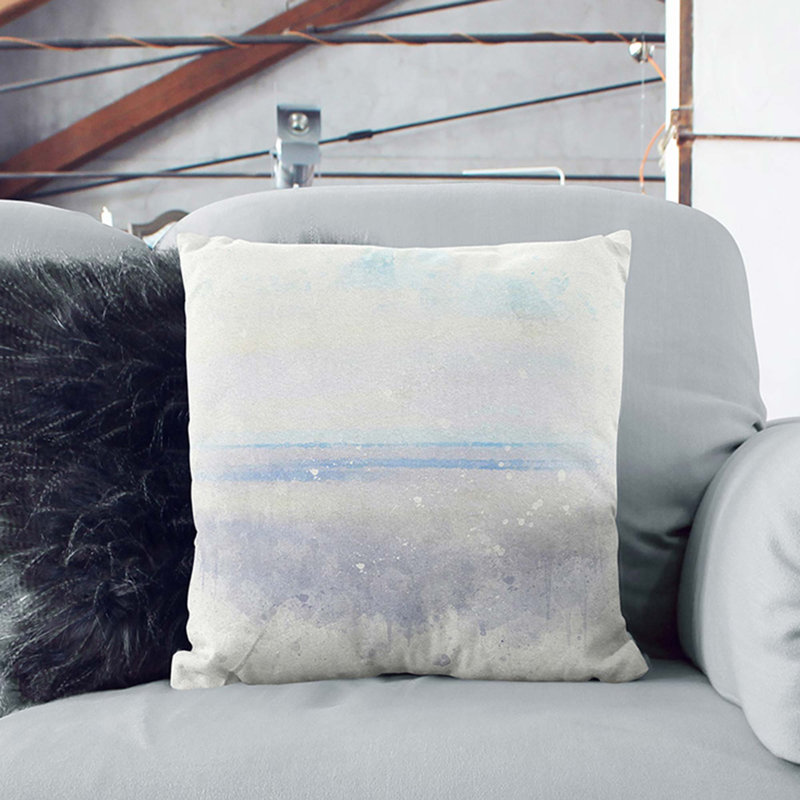 Abstract Square Cushion, 55cm H x 55cm W x 20cm D, Ivory/Blue/Gray