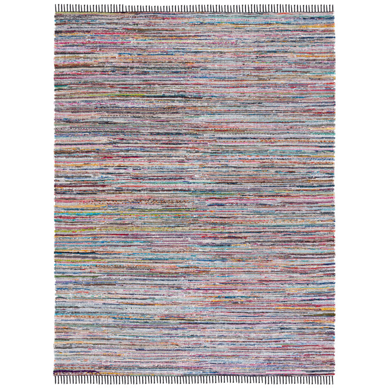 Karlhans Hand Woven Denim/Cotton Rug in Black/Pink, Rectangle 8' x 10'