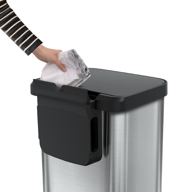 Stainless Steel 13-Gallon Kitchen Step Trash Can with Soft Close Lid