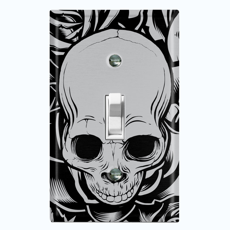 Plaque murale d'interrupteur à bascule Skull Roses Flower