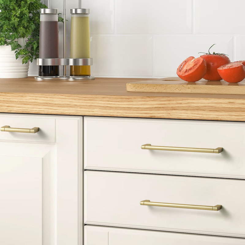 7.56" Center To Center Bar Pull, Light Brushed Brass
