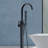  Topcraft Single Handle Floor Mounted Freestanding Tub Faucet with Handheld Shower，Matte Blcak-69763968
