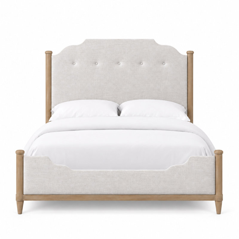 Lit tapissier Dana Heights avec placages Mindi - Lit à panneaux en tissu transitionnel, grand et très grand | Fait partie de la collection de chambre à coucher Dana Heights