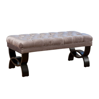 Beene Upholstered Tufted Bench with Birch Wood Legs