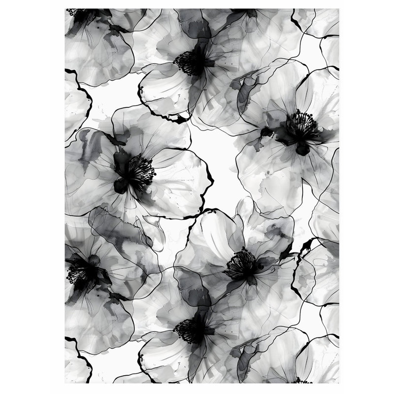 Impression florale noire et blanche
