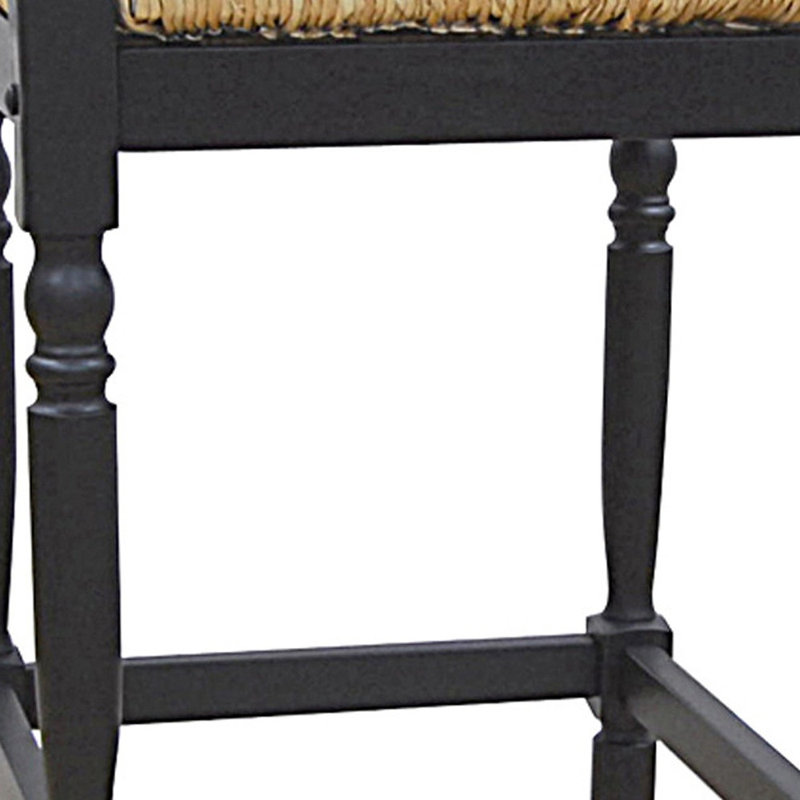 Chaise de bar 29 po en bois massif naturel et noir sans dossier