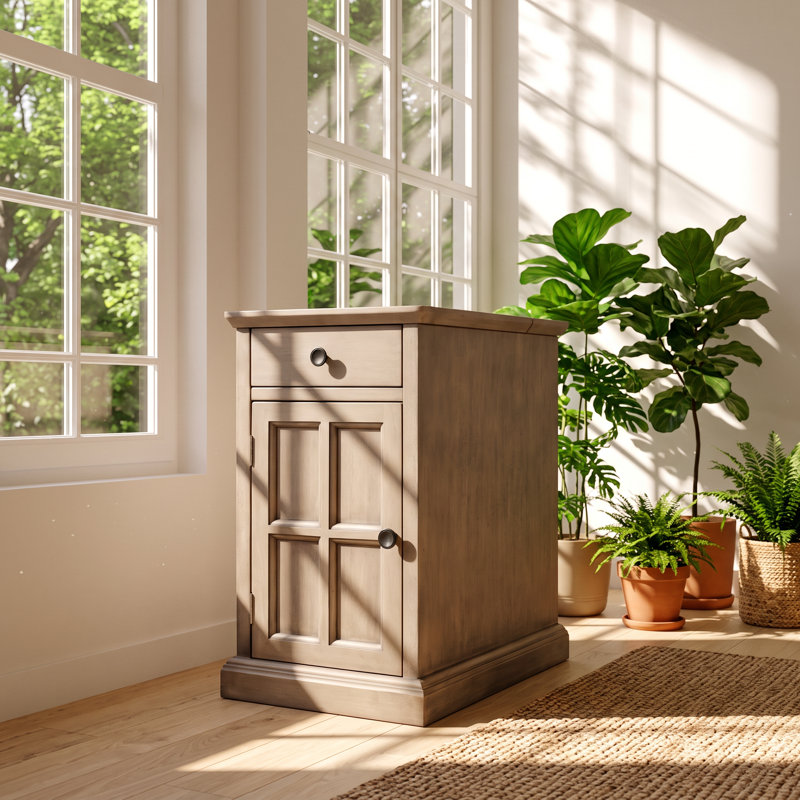Table de bout à 1 tiroir en bois d'acacia massif l 24,3 po x P 14 po x H 23 po U-Can Classic